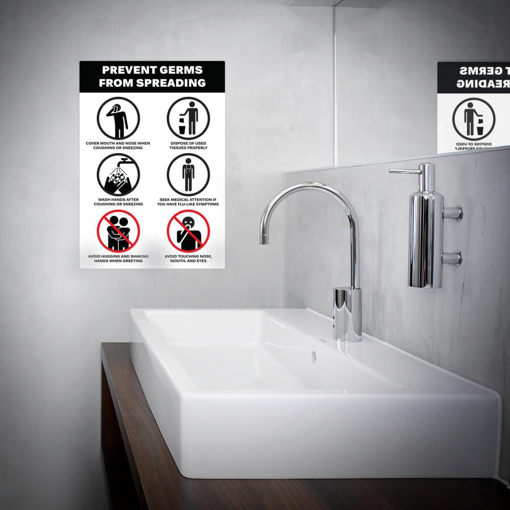 Avery&reg; Surface Safe PREVENT GERMS Wall Decals - 5 / Pack - Prevents Germs from Spreading Print/Message - 7" Width x 10" Height - Rectangular Shape - Water Resistant, Pre-printed, Chemical Resistan. Picture 4