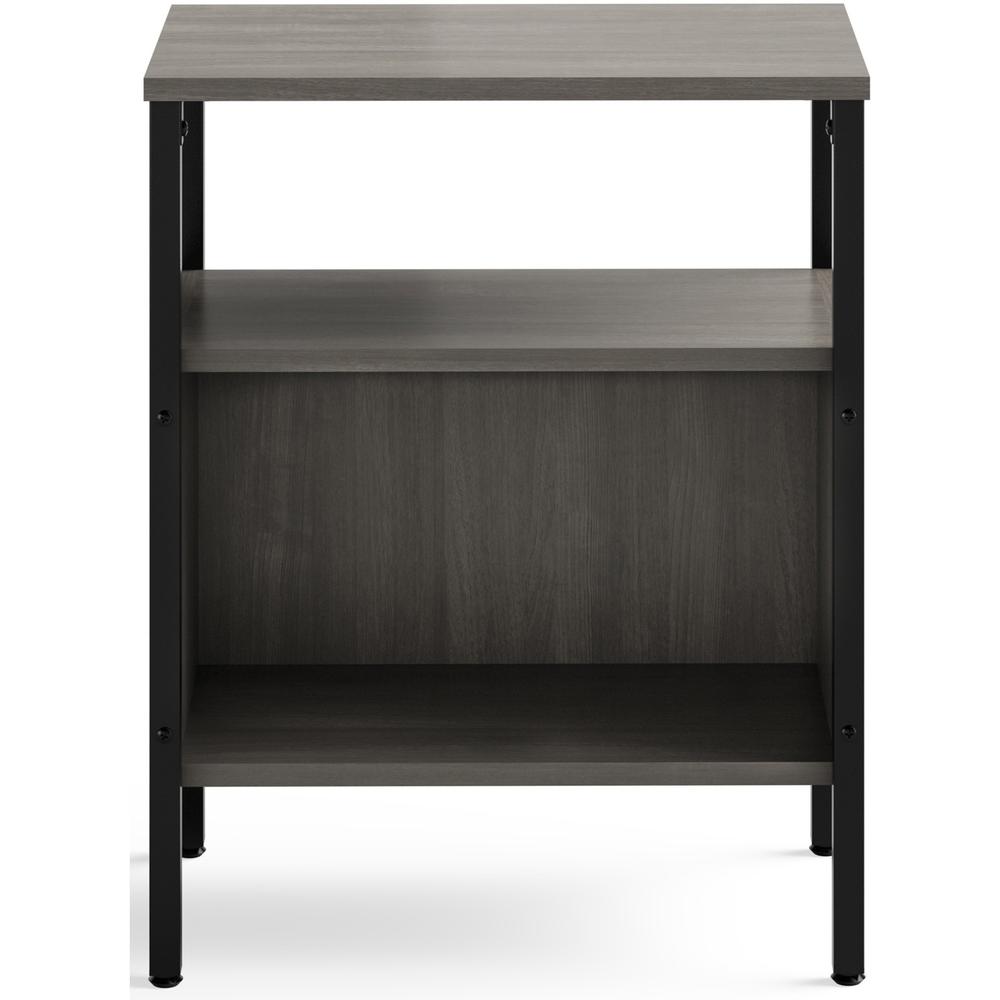 Safco Simple Storage Unit - 23.5" x 14"29.5" , 0.8" Top, 21" x 11"12.8" Shelf, 21"8.3" Top Opening - Material: Steel, Melamine Laminate - Finish: Neowalnut - Laminate Table Top. Picture 2