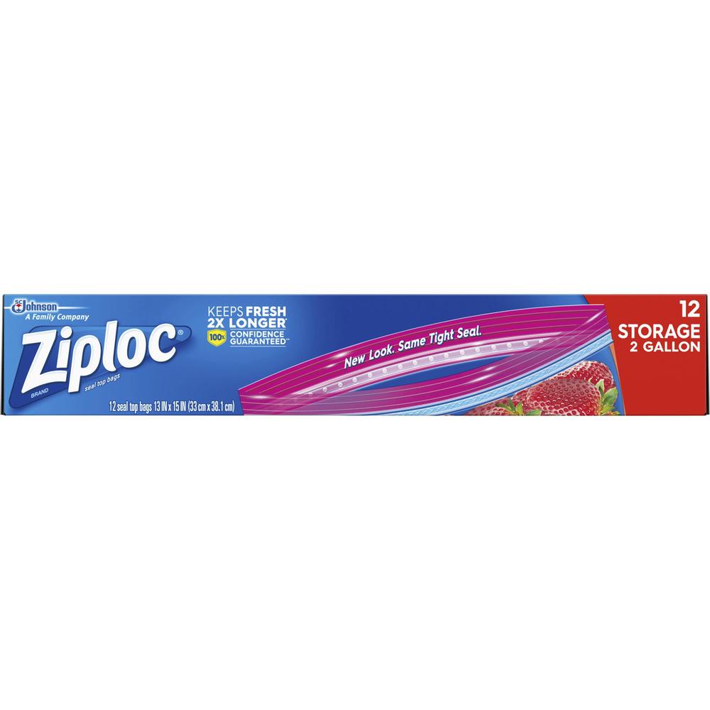 Ziploc&reg; 2-gallon Storage Bags - Extra Large Size - 2 gal Capacity - 13" Width - Zipper Closure - Plastic - 12/Box - Food, Money, Vegetables, Fruit, Yarn, Cosmetics, Business Card, Map, Meat, Seafo. Picture 2