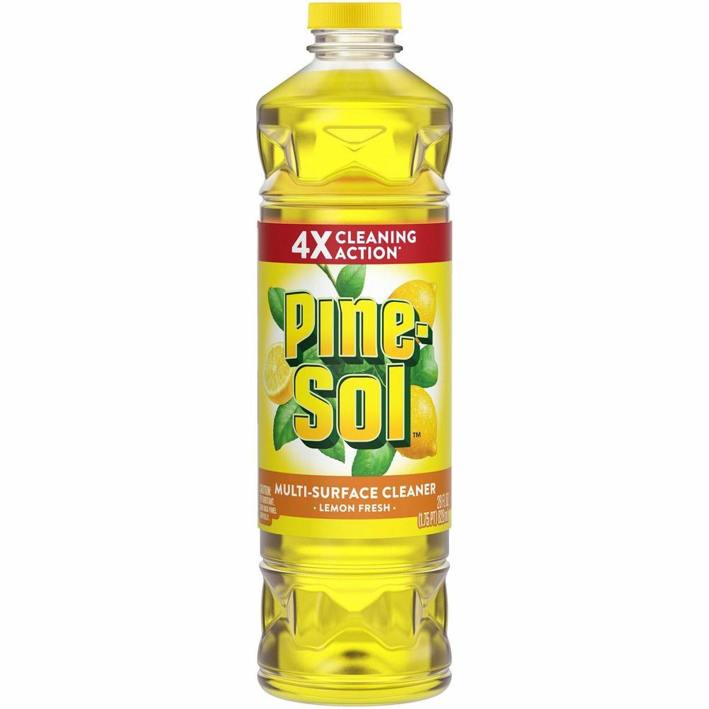 Pine-Sol All Purpose Multi-Surface Cleaner - Concentrate - 28 fl oz (0.9 quart) - Lemon Fresh Scent - 12 / Carton - Deodorize, Long Lasting, Non-sticky, Rinse-free, Disinfectant - Yellow. Picture 5