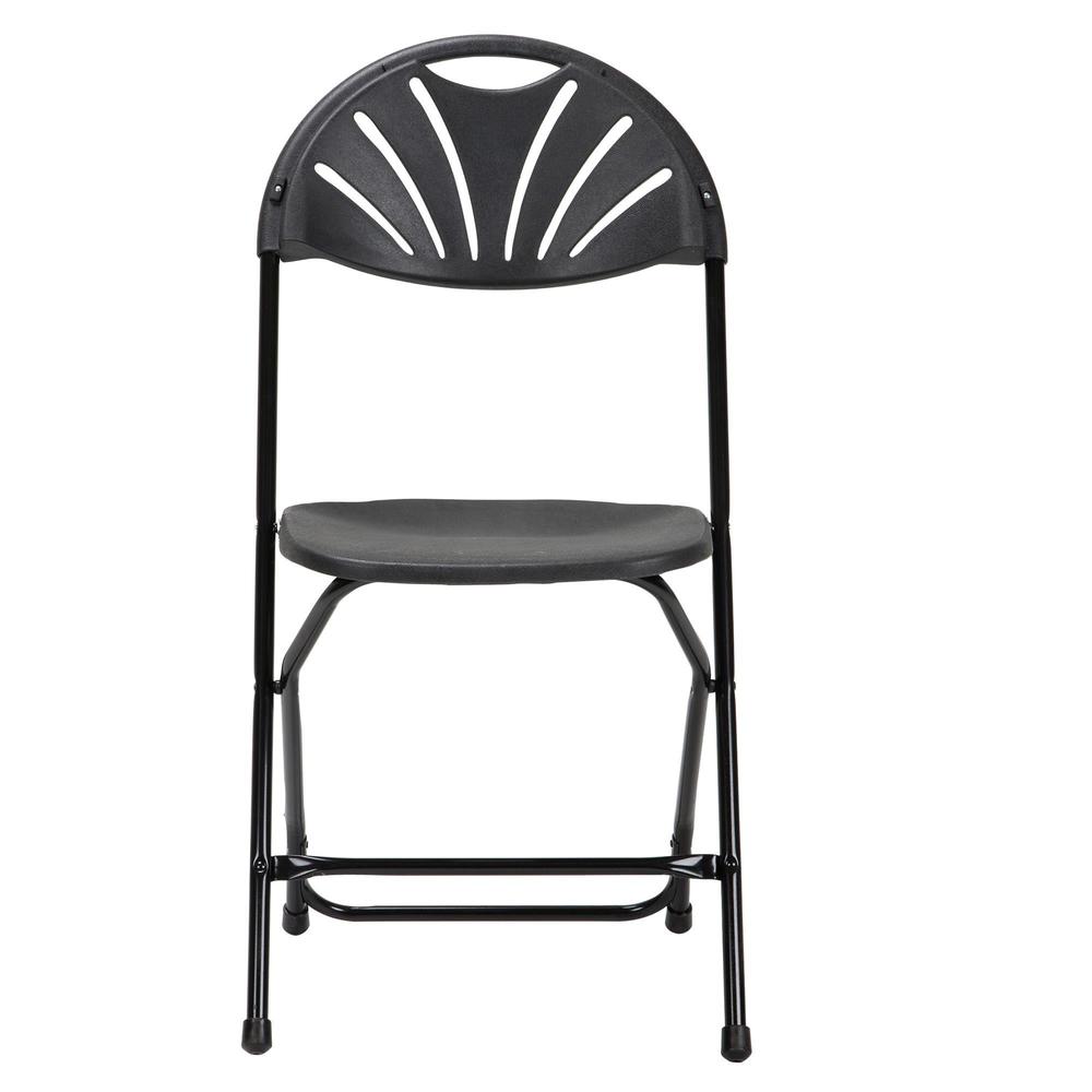 Dorel Zown Premium Fan Back Folding Chair - Black Seat - Black Polyethylene Back - Black Powder Coated Steel Frame - Four-legged Base - 8 / Carton. Picture 3