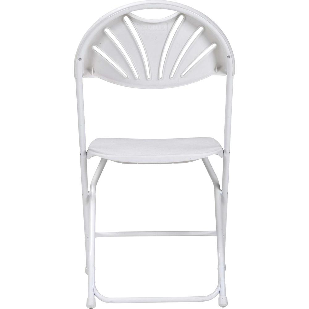 Dorel Zown Premium Fan Back Folding Chair - White Seat - White Polyethylene Back - White Powder Coated Steel Frame - Four-legged Base - 8 / Carton. Picture 3