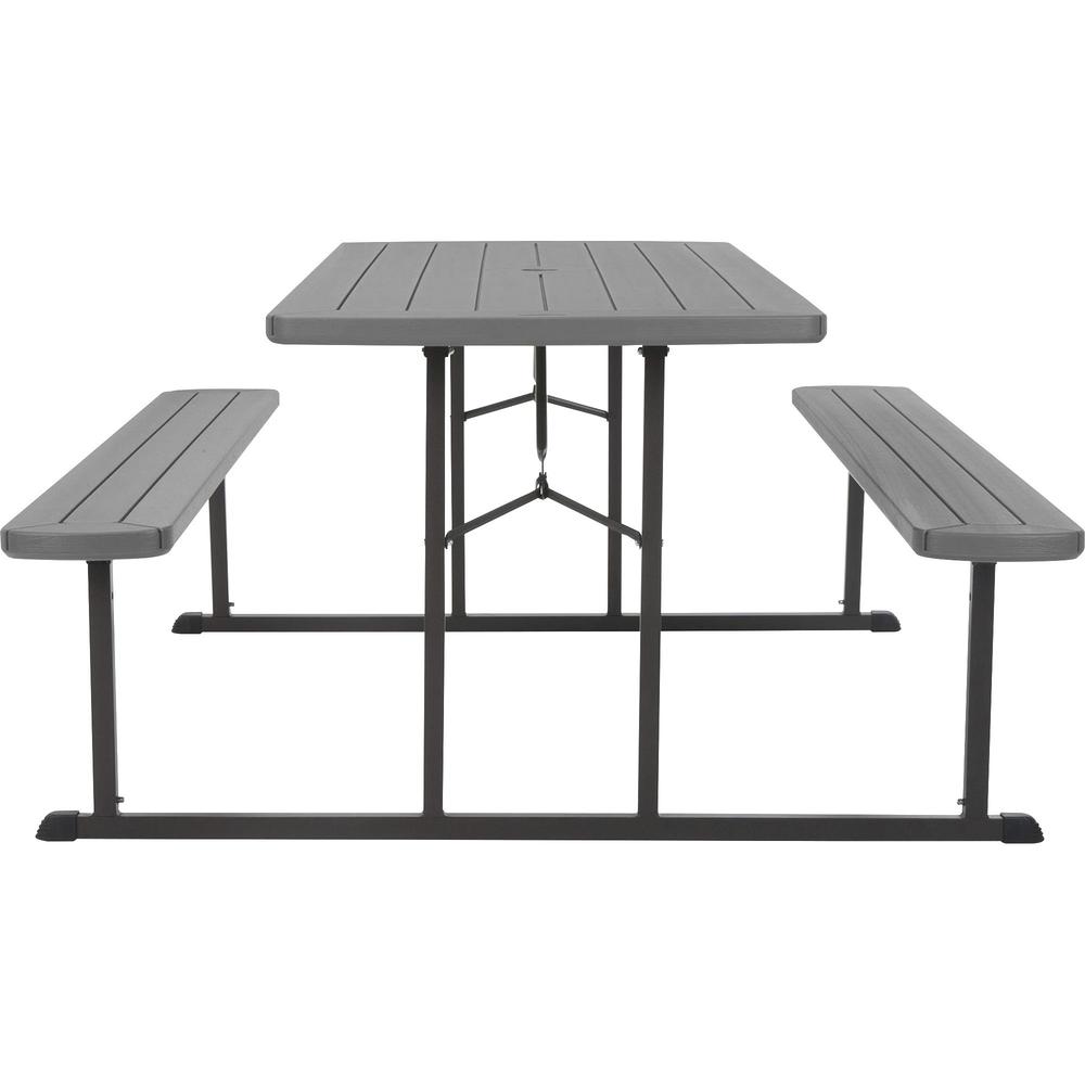 Cosco Folding Picnic Table - Taupe Top - 800 lb Capacity - 72" Table Top Width x 57" Table Top Depth - 29" Height - Wood Grain, Resin Top Material - 1 Each. Picture 3