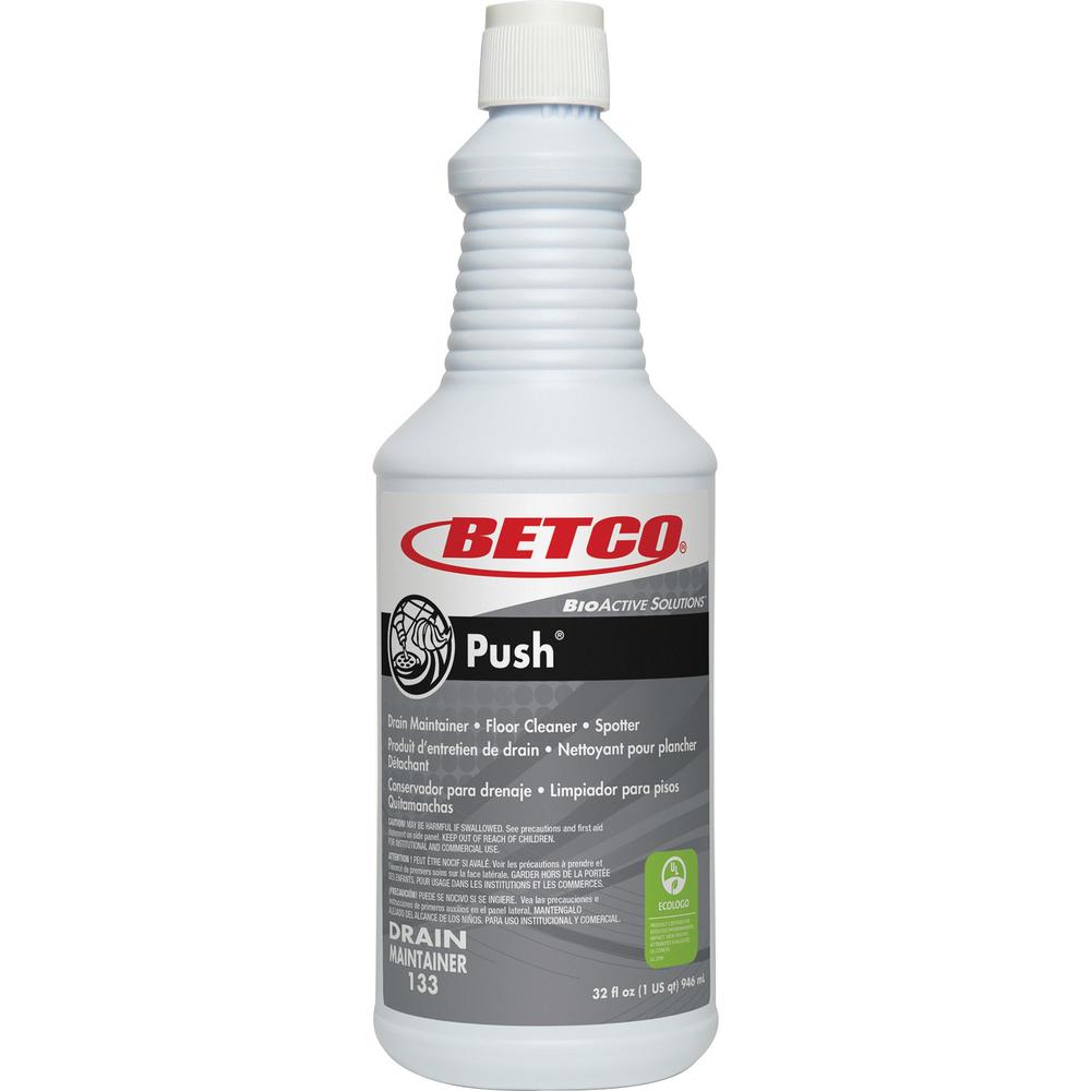 Betco Green Earth Push Enzyme Multi-Purpose Cleaner - 32 fl oz (1 quart) - New Green ScentBottle - 12 / Carton - Non-flammable, Non-corrosive, Caustic-free - Milky White. Picture 2