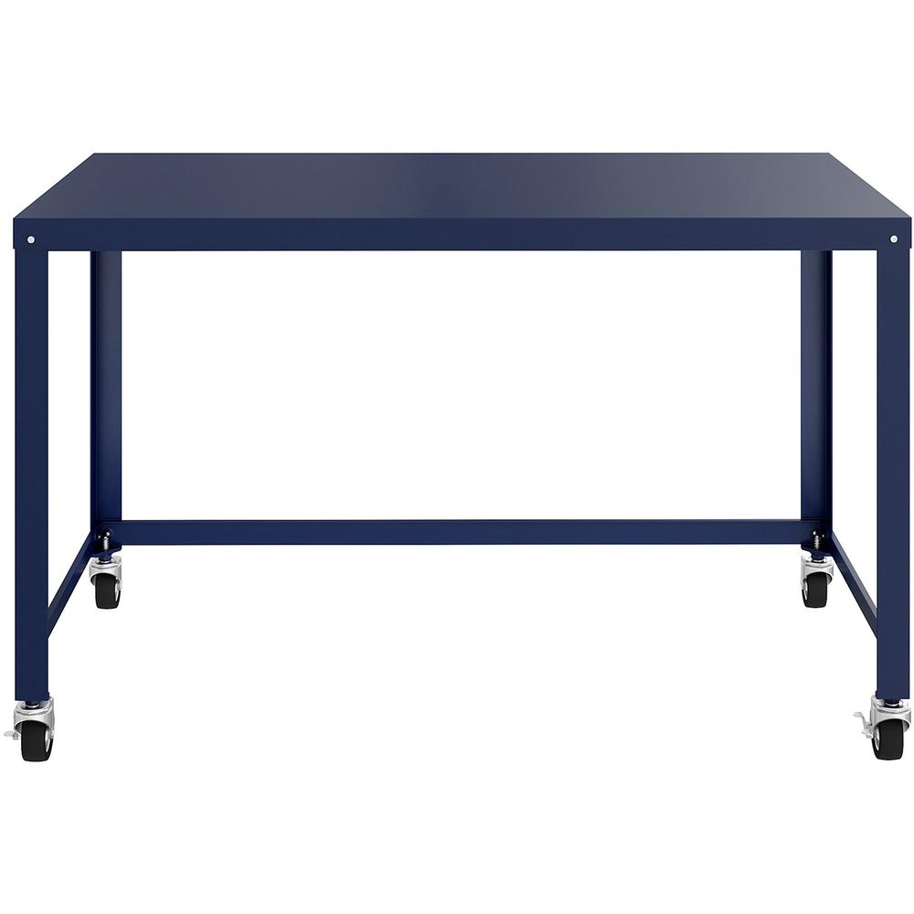 Lorell SOHO Personal Mobile Desk - Rectangle Top - 200 lb Capacity - 48" Table Top Length x 24" Table Top Width - 30" Height - Assembly Required - Navy - Steel - 1 Each. Picture 7