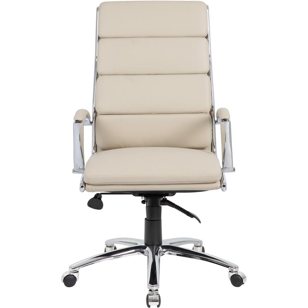 Boss Executive CaressoftPlus Chair - Beige Vinyl Seat - Beige Vinyl Back - Chrome Metal Frame - 5-star Base - 1 / Carton. Picture 2