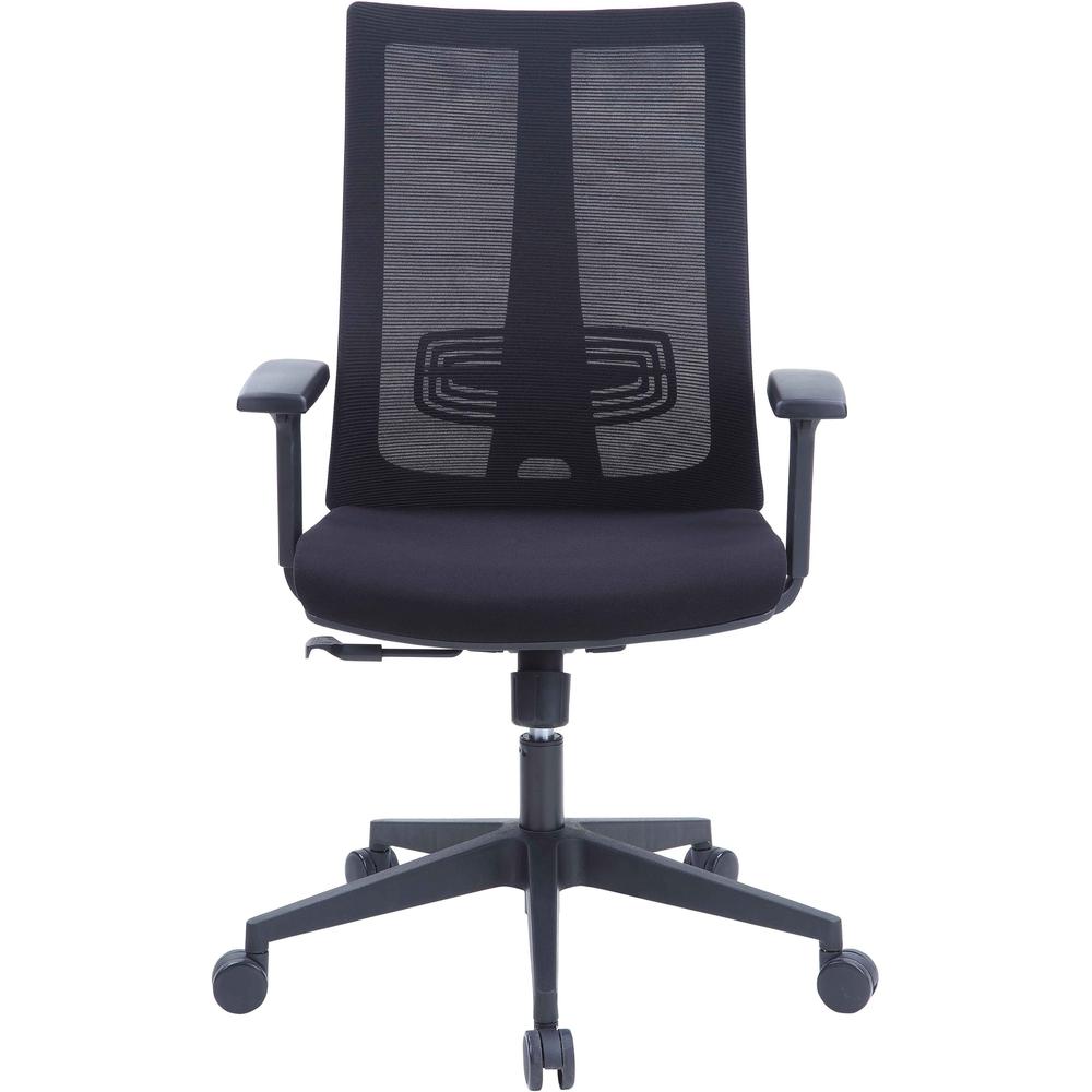 Lorell High-Back Molded Seat Chair - Fabric Seat - High Back - 5-star Base - Black - Armrest - 1 Each. Picture 12