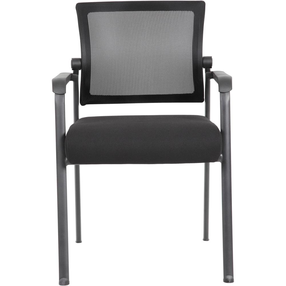 Boss Mesh 4-Legged Guest Chair - Black Seat - Black Mesh Back - Tubular Steel Frame - Four-legged Base - 1 / Carton. Picture 3