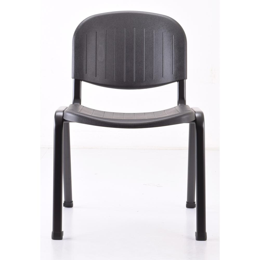 Lorell Low Back Stack Chair - Polypropylene Seat - Polypropylene Back - Low Back - Four-legged Base - Black - 4 / Carton. Picture 3