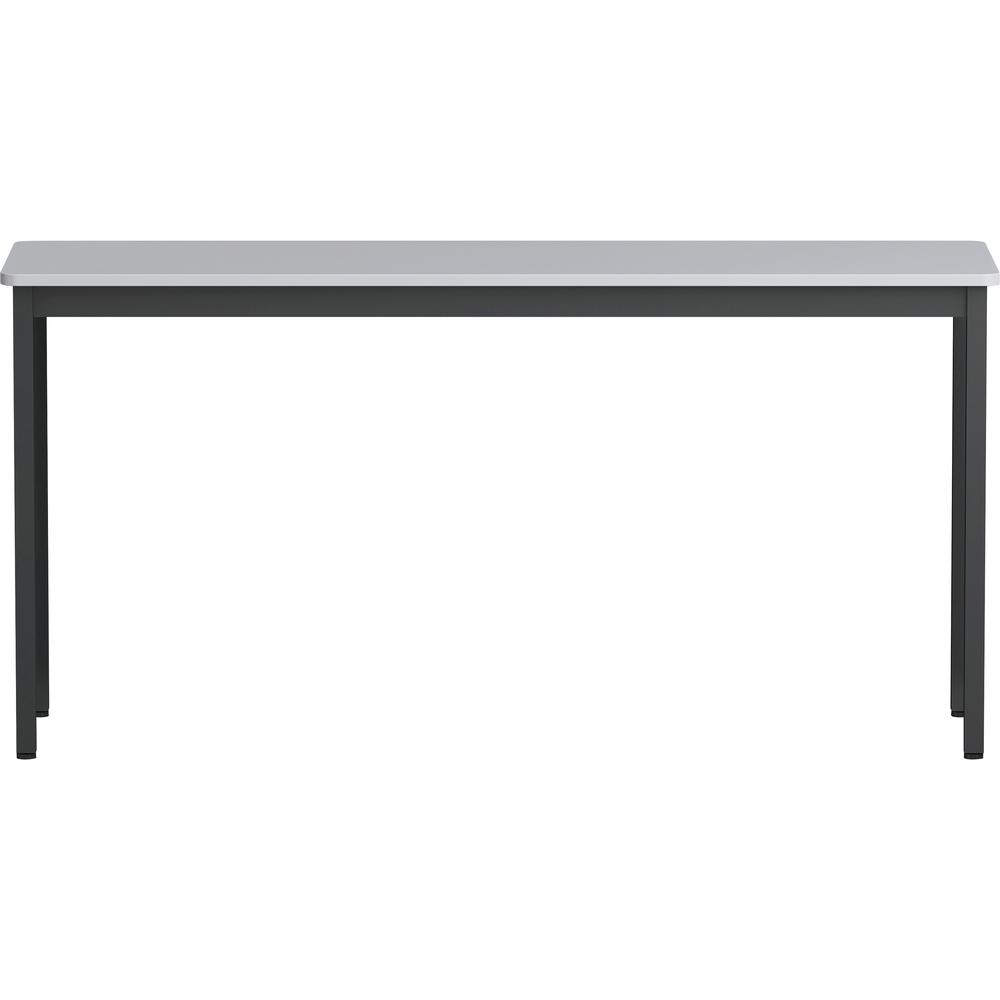 Lorell Utility Table - Gray Rectangle, Laminated Top - Powder Coated Black Base - 500 lb Capacity - 59.88" Table Top Width x 18.13" Table Top Depth - 30" Height - Assembly Required - Melamine Top Mate. Picture 7