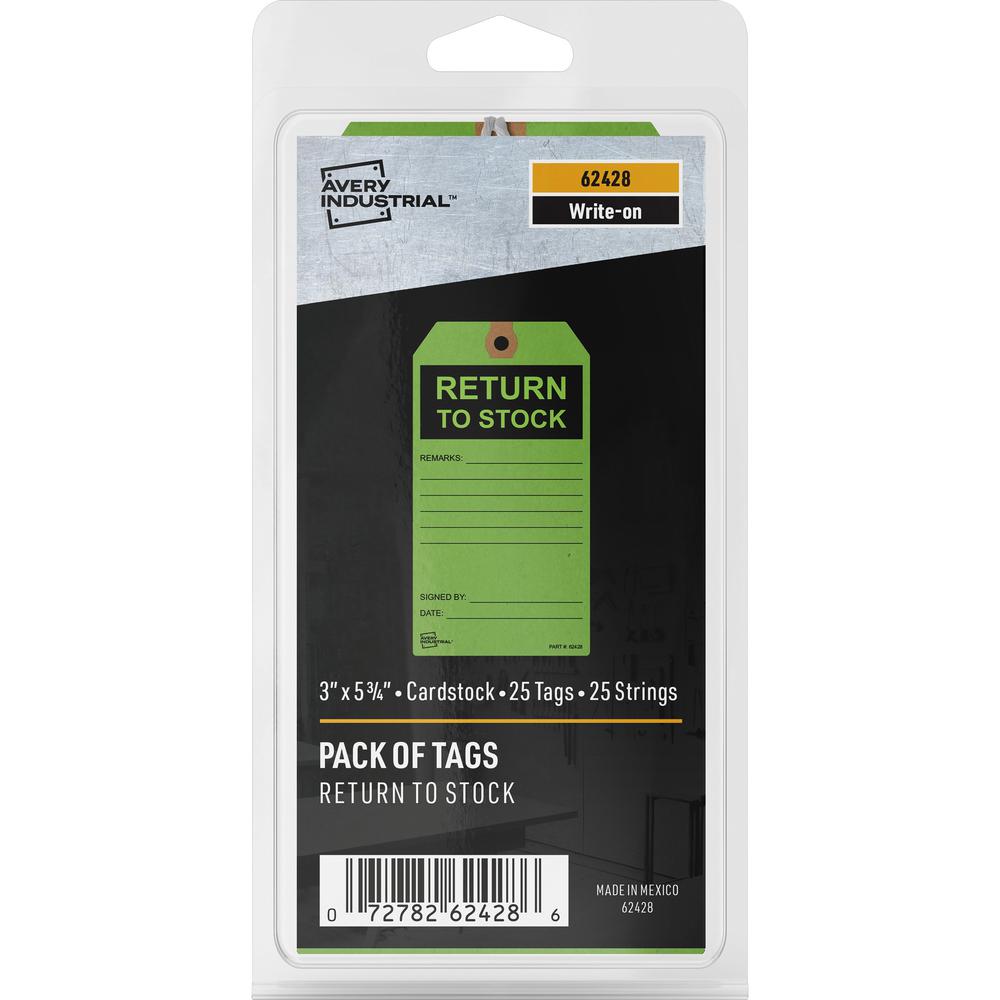Avery&reg; RETURN TO STOCK Preprinted Inventory Tags - 5.75" Length x 3" Width - Rectangular - 12 / Carton - Card Stock - Green. Picture 3