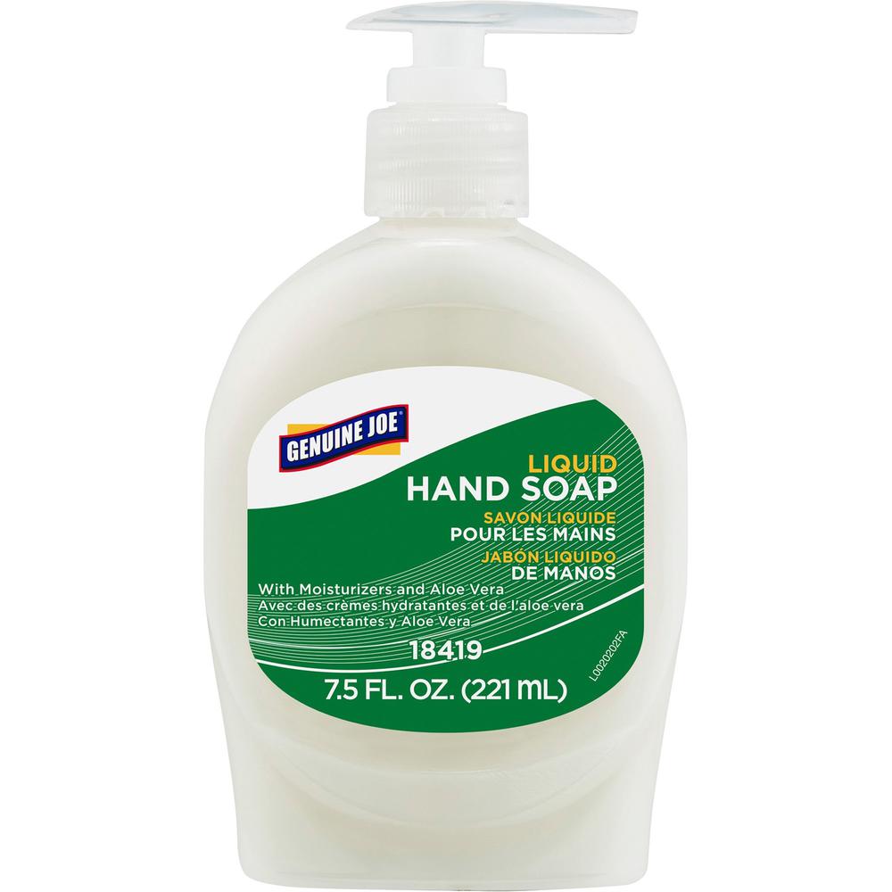 Genuine Joe Lotion Soap - 7.5 fl oz (221.8 mL) - Pump Bottle Dispenser - Hand, Skin - White - Anti-irritant - 12 / Carton. Picture 3