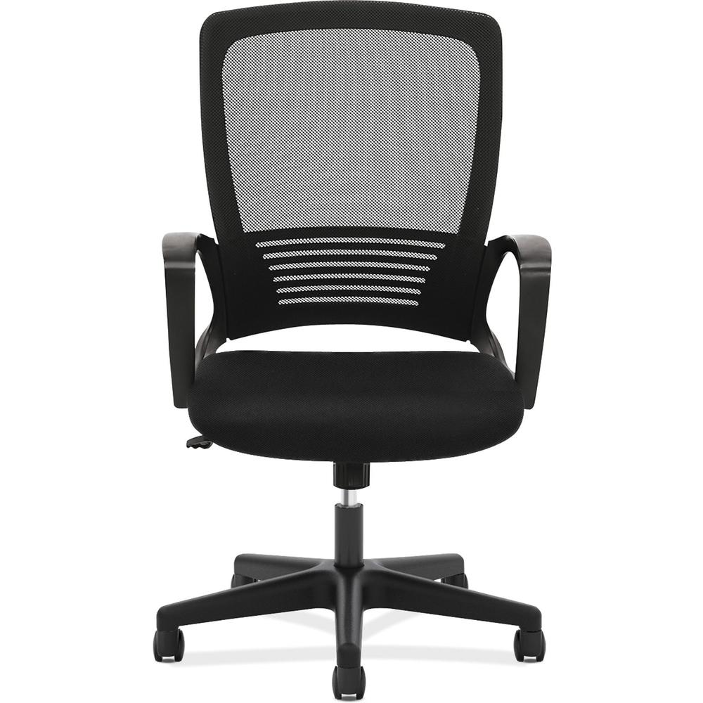 HON Mesh Chair - Fabric Seat - Black Mesh Back - Black Frame - High Back - Black - 1 Each. Picture 2