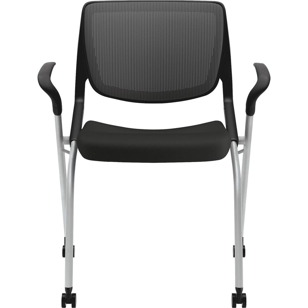HON Motivate Chair - Black Fabric Seat - Black Back - Platinum Metallic Reinforced Resin Frame - Black - Armrest. Picture 2