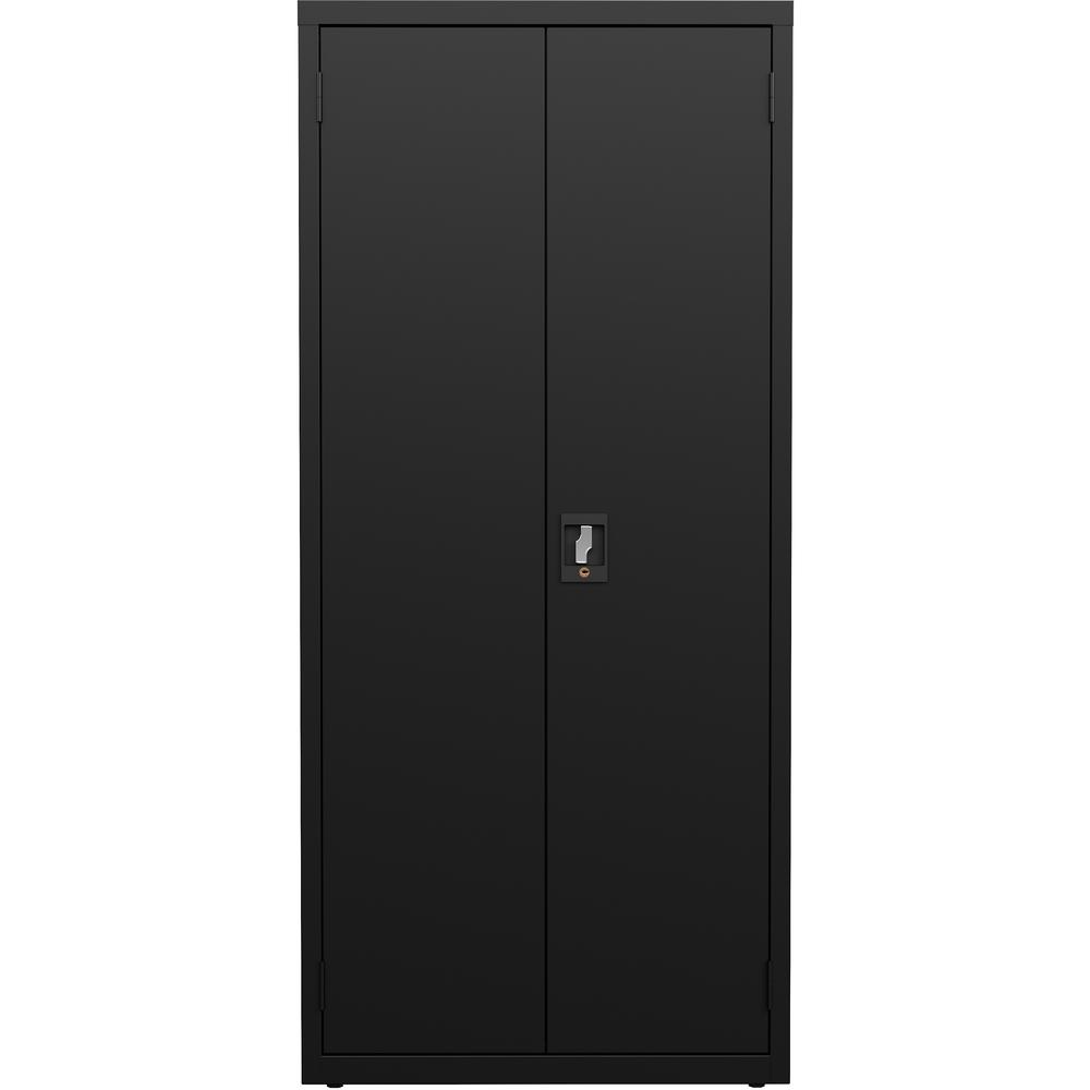 Lorell Slimline Storage Cabinet - 30" x 15" x 66" - 4 x Shelf(ves) - 720 lb Load Capacity - Durable, Welded, Nonporous Surface, Recessed Handle, Removable Lock, Locking System - Black - Baked Enamel -. Picture 6