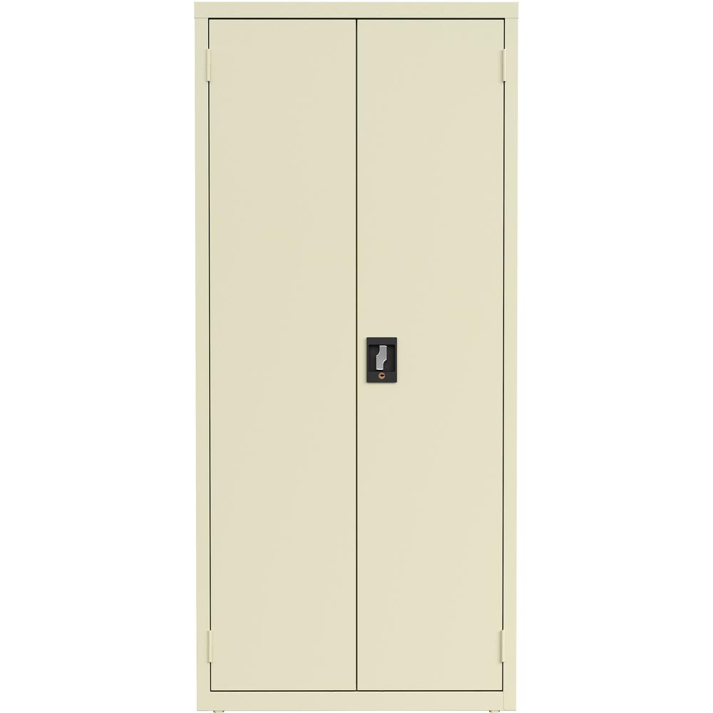 Lorell Fortress Series Slimline Storage Cabinet - 30" x 15" x 66" - 4 x Shelf(ves) - 720 lb Load Capacity - Durable, Welded, Nonporous Surface, Recessed Handle, Removable Lock, Locking System - Putty . Picture 7