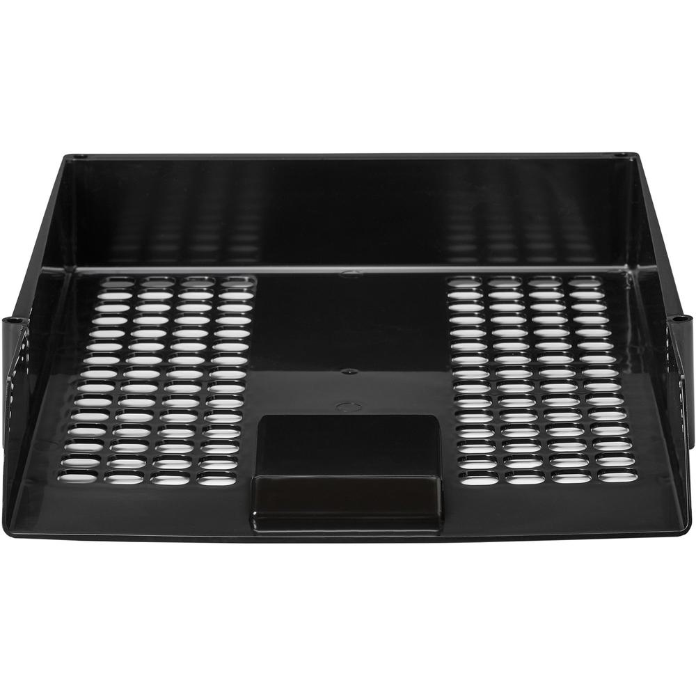 Deflecto AntiMicrobial Industrial Front-Load Tray - 2.4" Height x 10.8" Width x 13.8" DepthDesktop - Antimicrobial, Lightweight, Mildew Resistant, Front Loading - Black - Polystyrene. Picture 3