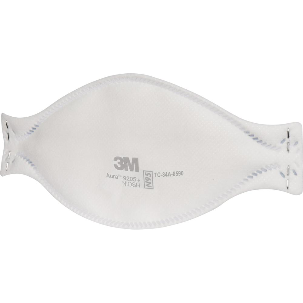 3M Aura N95 Particulate Respirator 9205 - Recommended for: Face - Adult Size - Airborne Particle, Dust, Contaminant, Fog Protection - White - Lightweight, Soft, Comfortable, Adjustable Nose Clip, Disp. Picture 3