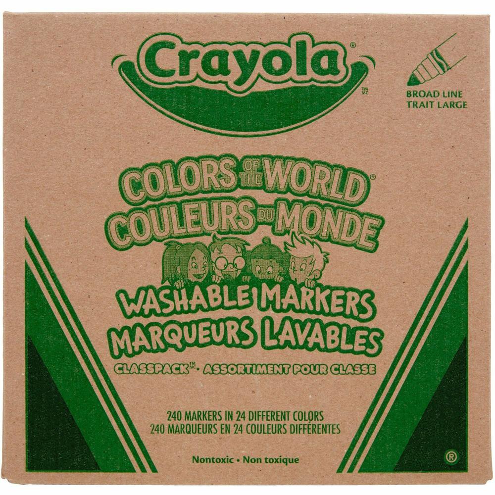 Crayola Multicultural Colors Washable Markers - Broad Marker Point - Assorted, Almond, Gold, Rose - 240 / Pack. Picture 9