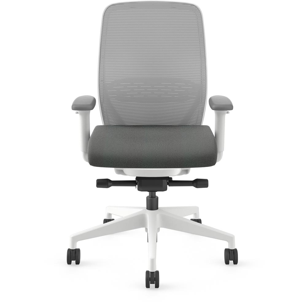 HON Nucleus Recharge Task Chair - Iron Ore Fabric Seat - Fog Back - Designer White Frame - Armrest - 1 Each. Picture 2