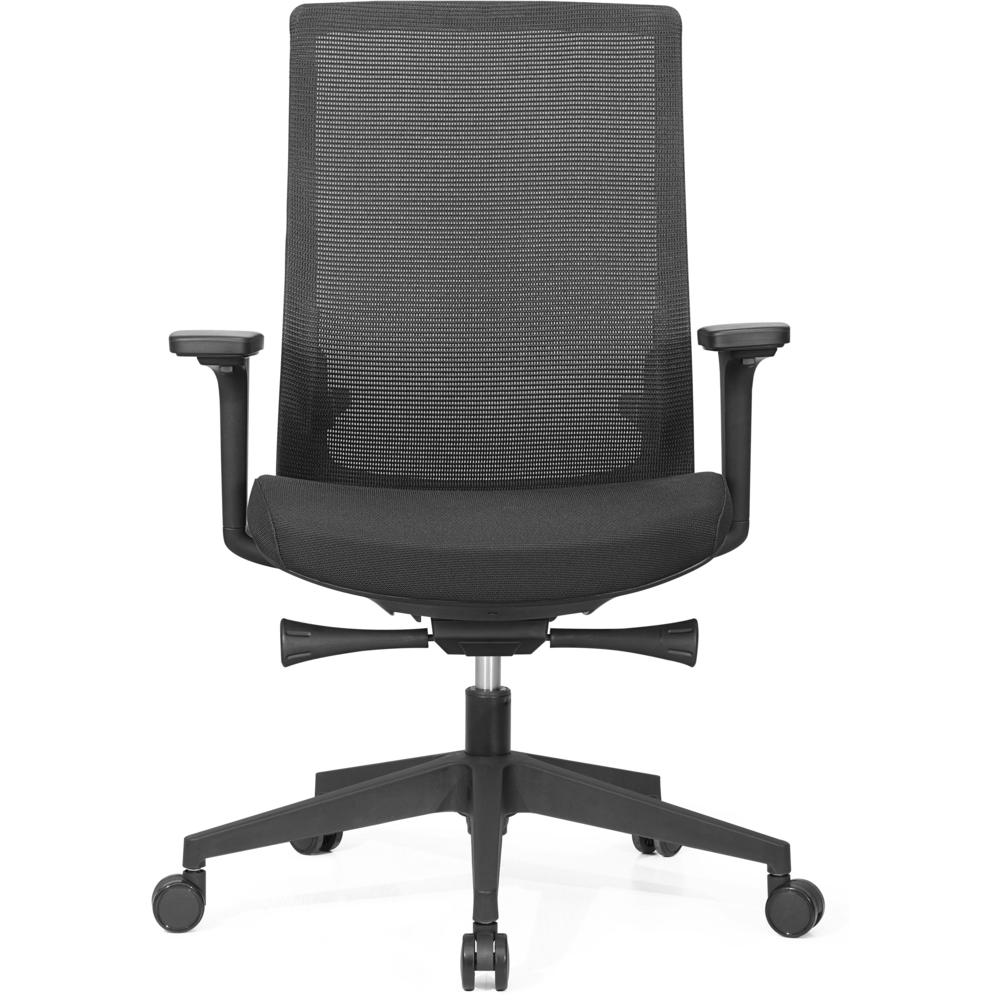 Lorell Mid-back Mesh Chair - Mid Back - 5-star Base - Black - Armrest - 1 Each. Picture 2