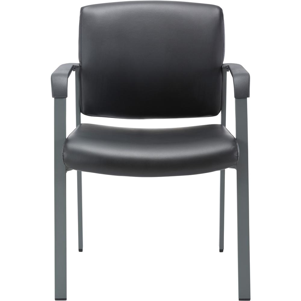 Lorell Healthcare Upholstery Guest Chair - Steel Frame - Square Base - Black - Vinyl - Armrest - 1 Each. Picture 2
