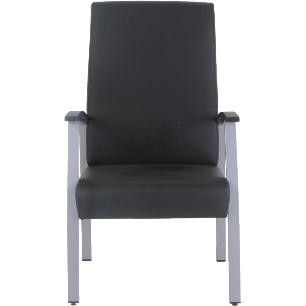 Lorell High-Back Healthcare Guest Chair - Vinyl Seat - Vinyl Back - Powder Coated Silver Steel Frame - High Back - Four-legged Base - Black - Armrest - 1 Each. Picture 2