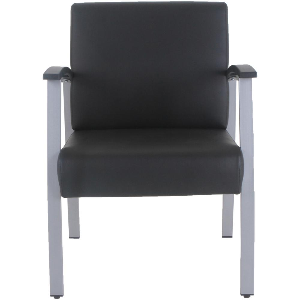 Lorell Mid-Back Healthcare Guest Chair - Vinyl Seat - Vinyl Back - Powder Coated Silver Steel Frame - Mid Back - Four-legged Base - Black - Armrest - 1 Each. Picture 2