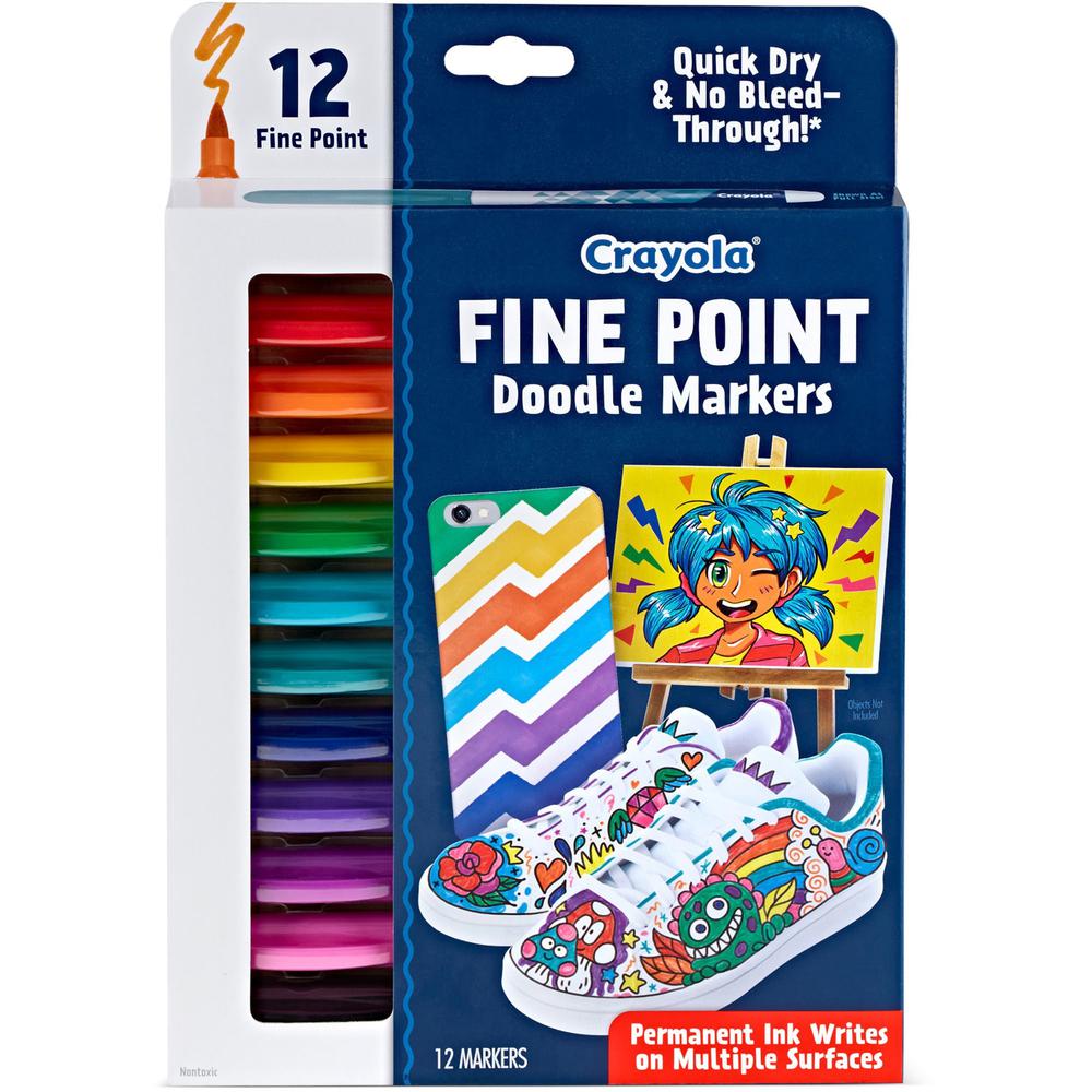 Crayola Doodle Markers - Fine Marker Point - Multicolor - 12 / Pack. Picture 2