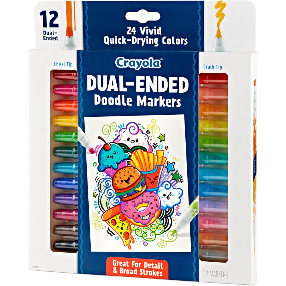 Crayola Dual-Ended Markers - Chisel, Brush Marker Point Style - Multicolor - 12 / Pack. Picture 2