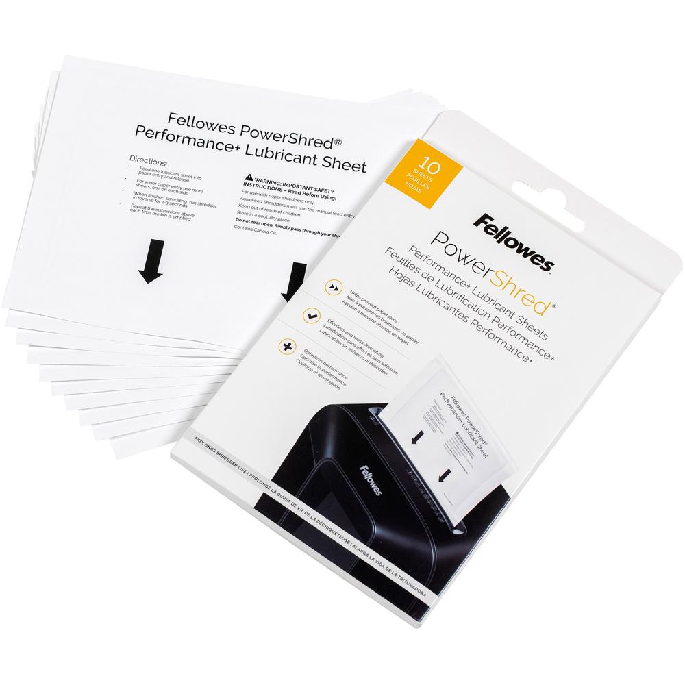 Fellowes Powershred Performance+ Lubricant Sheets - Dust Retention - White. Picture 3