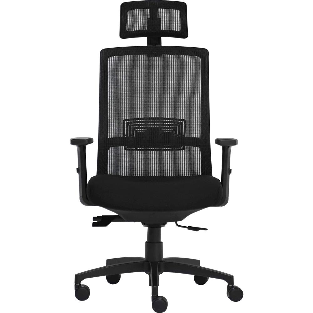 Lorell Mesh Task Chair - Fabric, Memory Foam Seat - Black - Armrest - 1 Each. Picture 2