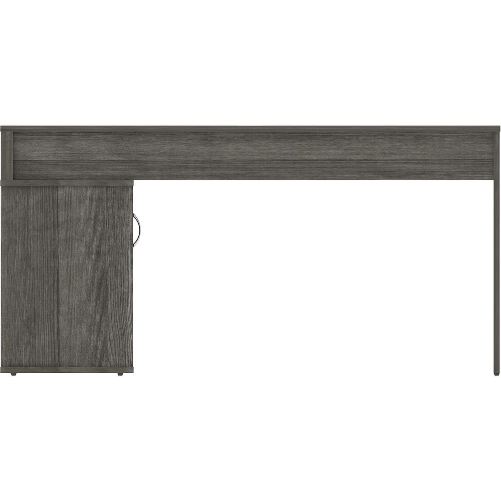 LYS L-Shape Workstation with Cabinet - Laminated L-shaped Top - 200 lb Capacity - 29.50" Height x 60" Width x 47.25" Depth - Assembly Required - Weathered Charcoal - Particleboard - 1 Each. Picture 3