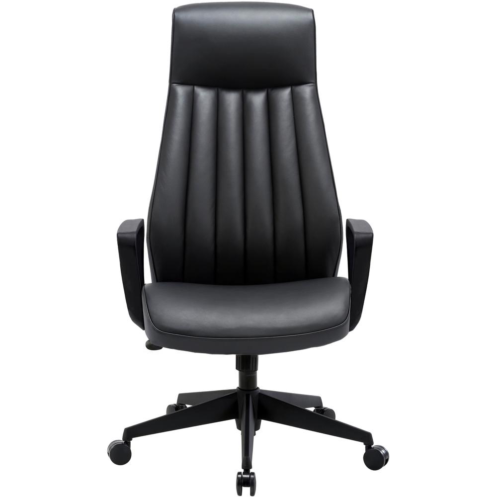 LYS High-Back Bonded Leather Chair - Black Bonded Leather Seat - Black Bonded Leather Back - High Back - Armrest - 1 Each. Picture 4