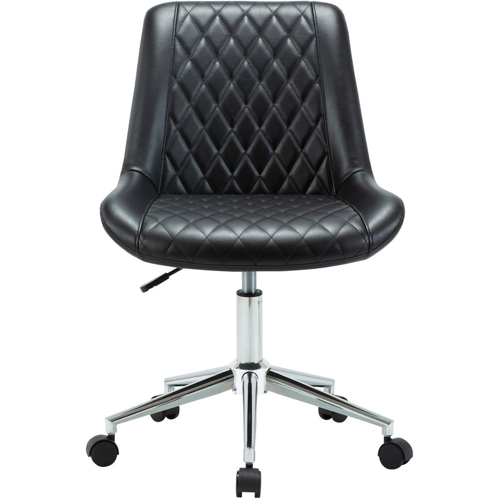 LYS Low Back Office Chair - Black Plywood, Bonded Leather Seat - Black Plywood, Vinyl Back - Low Back - 1 Each. Picture 4