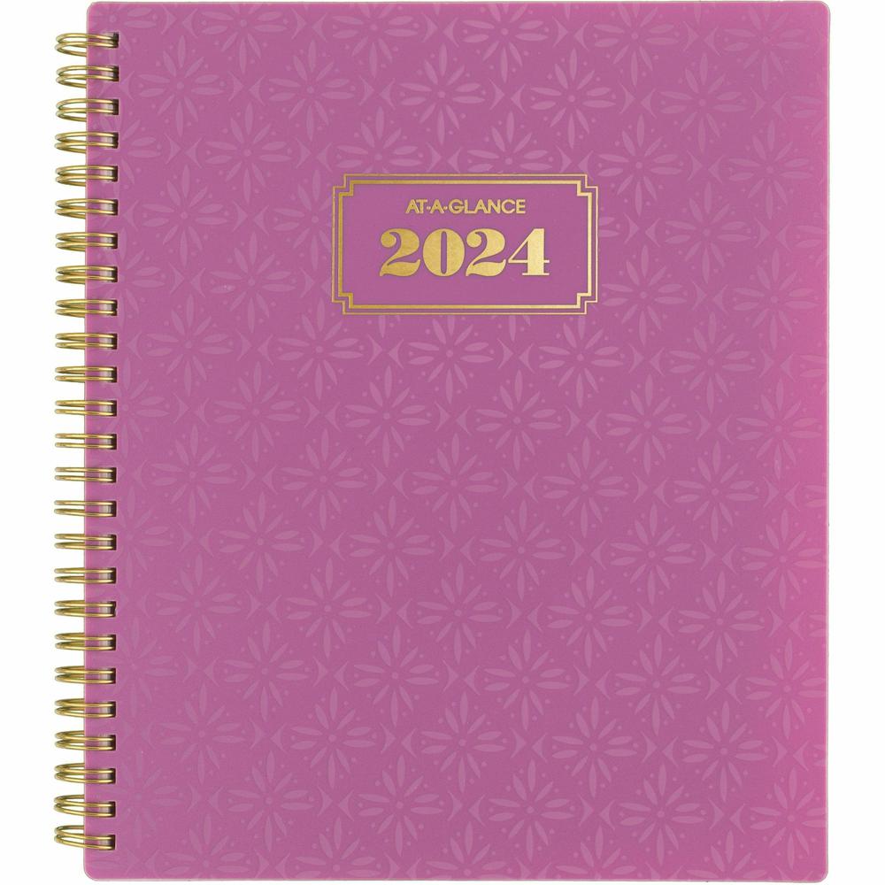 At-A-Glance Badge Weekly/Monthly Planner - Small Size - Weekly, Monthly - 13 Month - January 2024 - January 2025 - 7" x 8 3/4" Sheet Size - Twin Wire - Purple, White - Paper - Bleed Resistant, Dated P. Picture 2