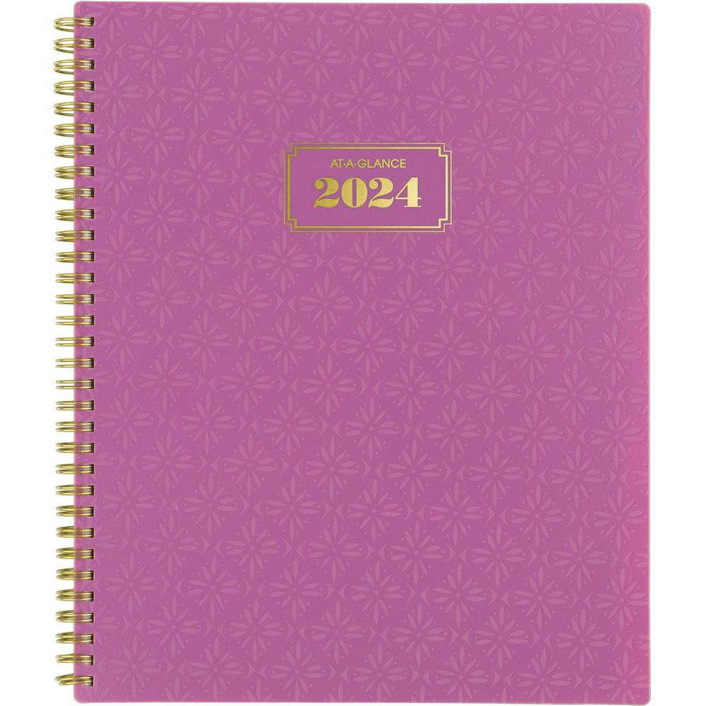 At-A-Glance Badge Weekly/Monthly Planner - Large Size - Weekly, Monthly - 13 Month - January 2024 - January 2025 - 8 1/2" x 11" Sheet Size - Twin Wire - Purple, White - Paper - Bleed Resistant, Dated . Picture 2