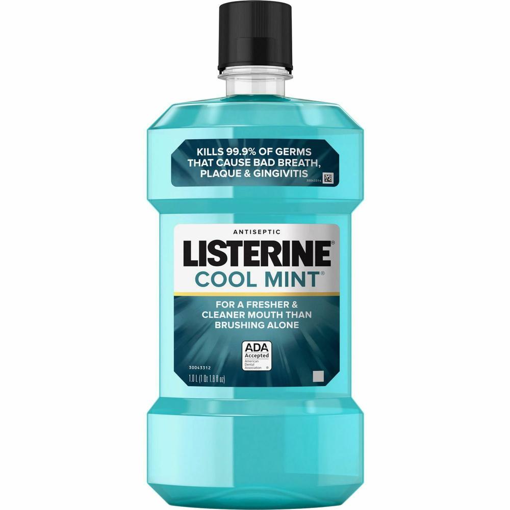 LISTERINE&reg; Cool Mint Antiseptic Mouthwash - For Bad Breath, Cleaning - Cool Mint - 1.06 quart - 6 / Carton. Picture 4