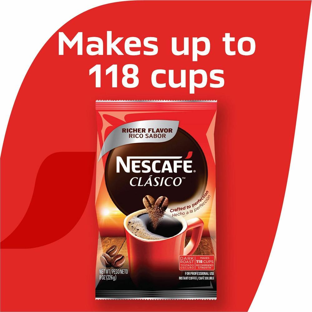 Nescafe Clasico Dark Roast Instant Coffee - Dark - 128 oz - 12 / Carton. Picture 3