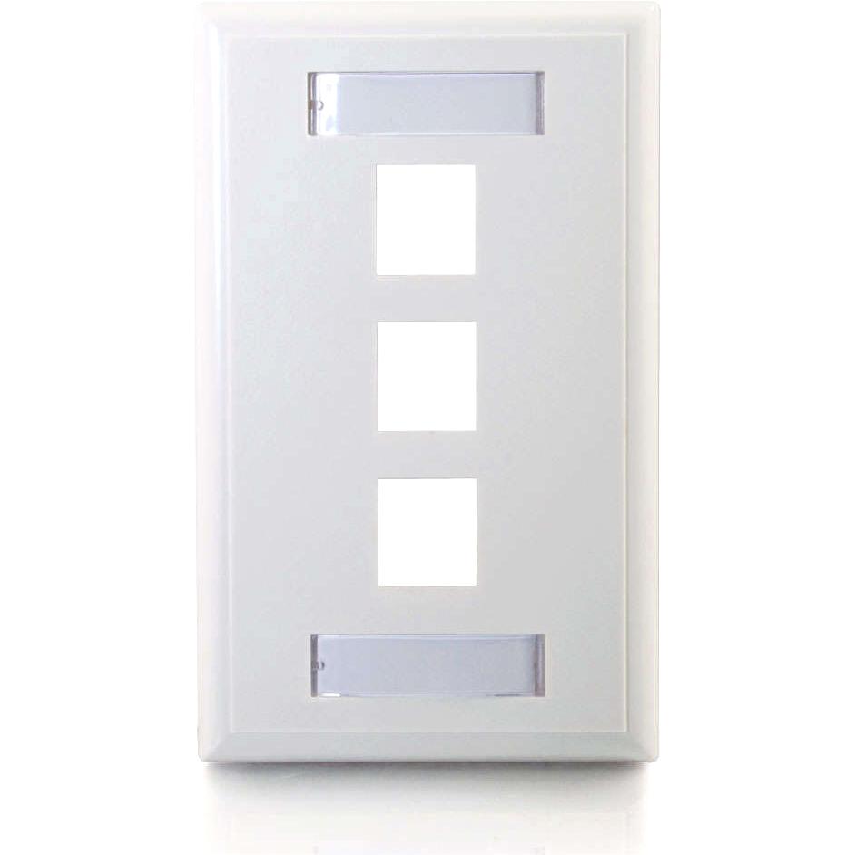 C2G 3-Port Single Gang Multimedia Keystone Wall Plate - White - 3 x Socket(s) - White. Picture 4