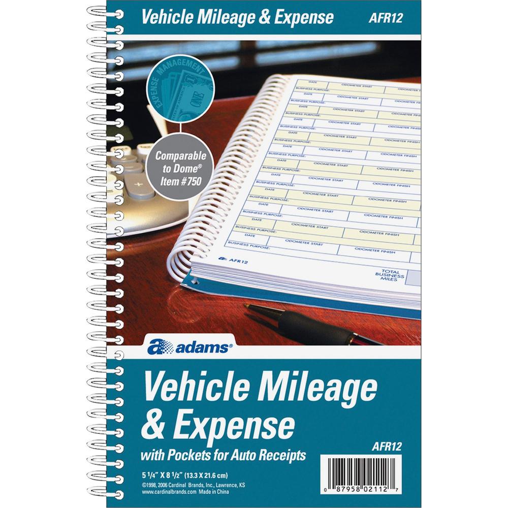 Adams Vehicle Mileage/Expense Journal Pocket - 64 Sheet(s) - 5.50" x 8.50" Sheet Size - White - White Sheet(s) - 1 Each. Picture 2