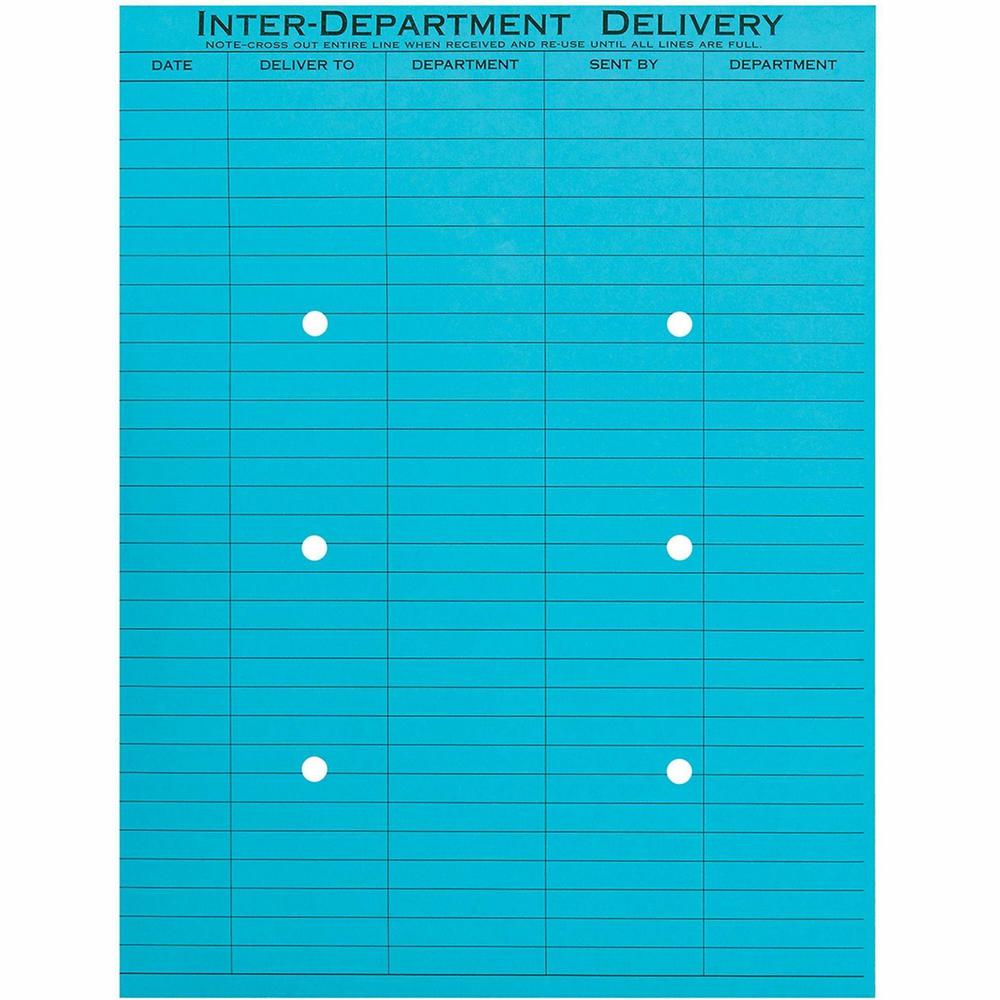 Quality Park 10 x 13 Inter-Departmental Envelopes - Inter-department - 10" Width x 13" Length - 28 lb - String/Button - 100 / Box - Blue. Picture 2