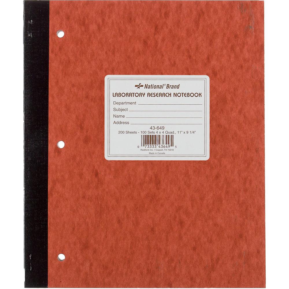 Rediform Laboratory Research Notebook - 200 Sheets - Sewn - 9 1/4" x 11" - Brown Paper - BrownPressboard Cover - Micro Perforated, Numbered, Perforated, Punched - 1 Each. Picture 4