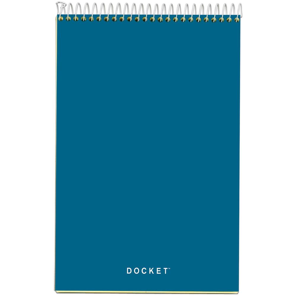 TOPS Docket Steno Book - 100 Sheets - Coilock - 6" x 9" - Canary Paper - Forest Green Cover - Chipboard Cover - Perforated, Hard Cover, Rigid - 1 Each. Picture 5