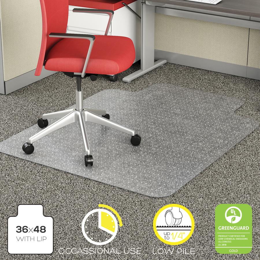 Deflecto EconoMat Chair Mat for Carpet - Carpeted Floor - 48" Length x 36" Width - Lip Size 12" Length x 20" Width - Vinyl - Clear. Picture 11