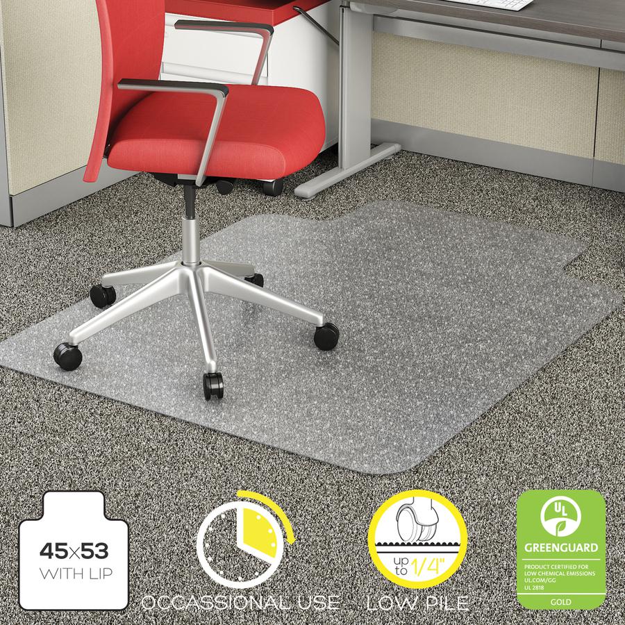 Deflecto Economat for Carpet - Carpeted Floor - 53" Length x 45" Width - Lip Size 12" Length x 25" Width - Vinyl - Clear. Picture 5