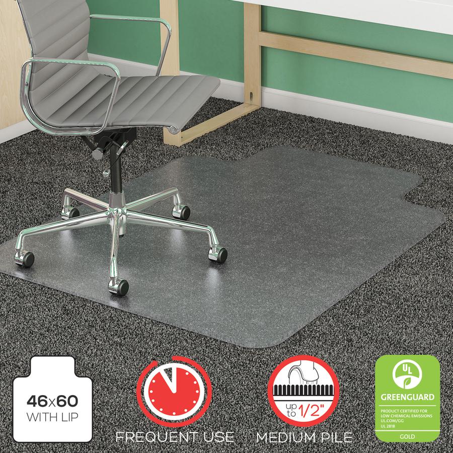 Deflecto SuperMat for Carpet - Carpeted Floor - 60" Length x 46" Width x 0.75" Thickness - Lip Size 12" Length x 25" Width - Vinyl - Clear. Picture 9