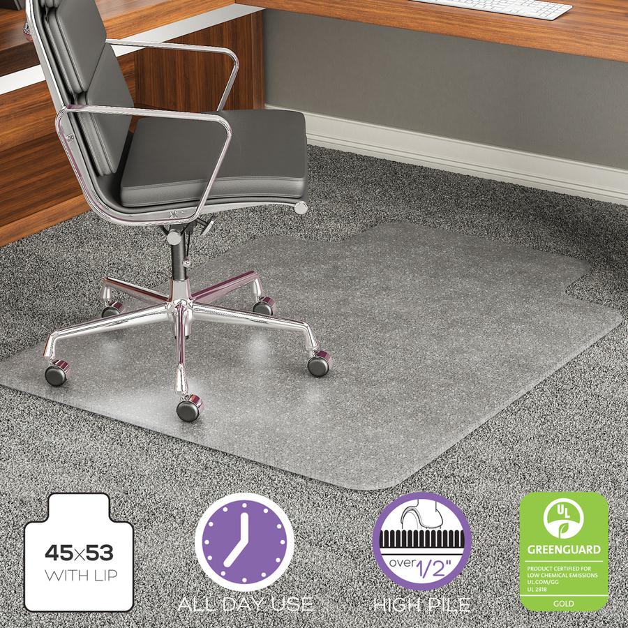 Deflecto ExecuMat for Carpet - Carpeted Floor - 53" Length x 45" Width x 0.333" Thickness - Lip Size 12" Length x 25" Width - Vinyl - Clear - 1Each. Picture 10