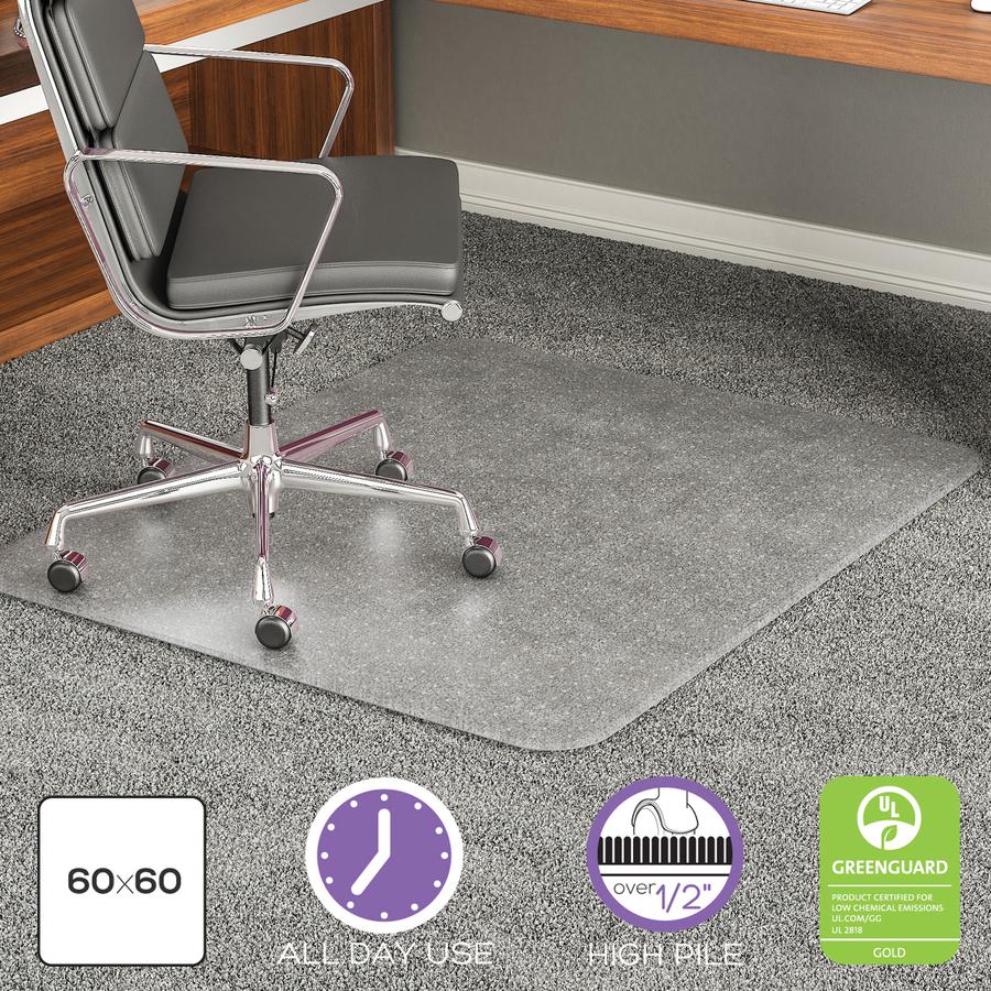 Deflecto ExecuMat for Carpet - Carpeted Floor - 60" Length x 60" Width x 0.33" Thickness - Vinyl - Clear. Picture 8