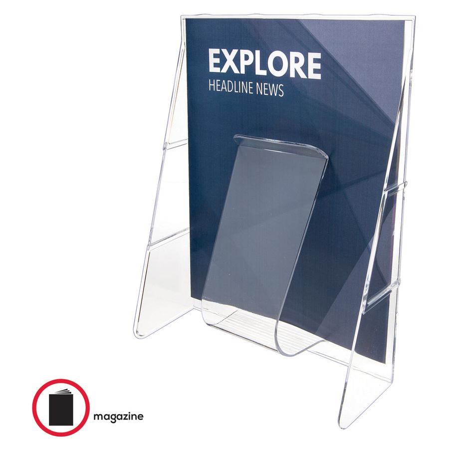 Deflecto Stand-Tall Literature Display - 1 Pocket(s) - 11.8" Height x 9.1" Width x 2.8" DepthDesktop - Clear - Plastic - 1 Each. Picture 3